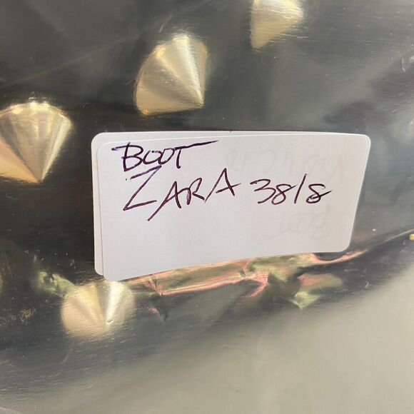 ZARA Ankle Boots Womens 36 6 Black Studded Ankle Strap Chelsea Goth Biker Vegan - Picture 11 of 11